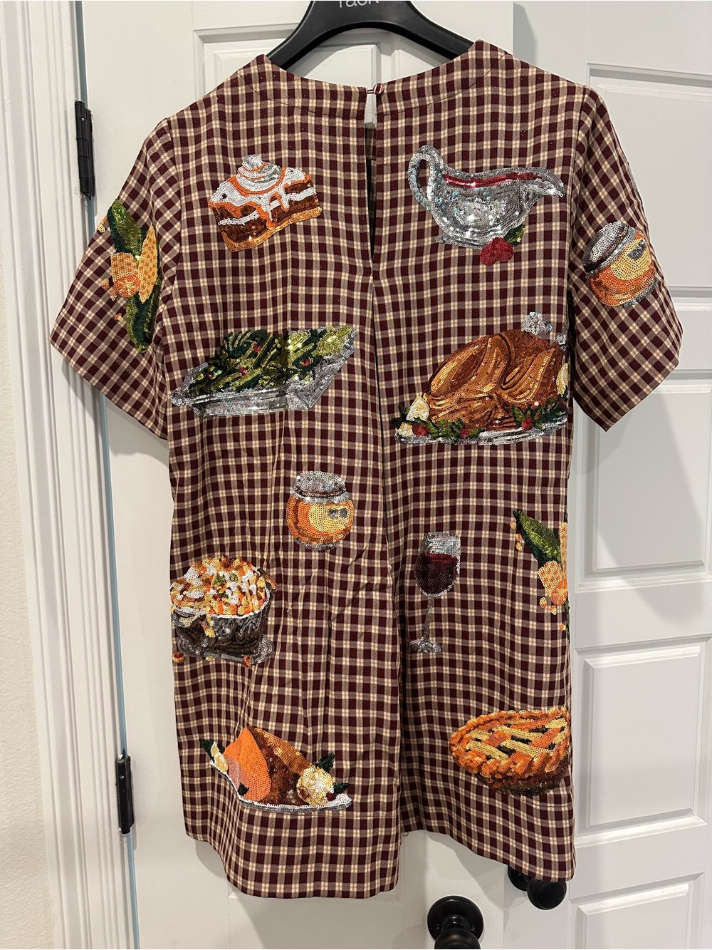 Queen of Sparkles Plaid Sequin Thanksgiving Dress - Picture 5 of 6